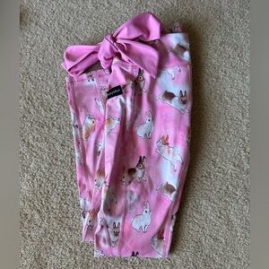Ironyokai Usagi Pink Bunny Print Leggings with Pockets and waist bow